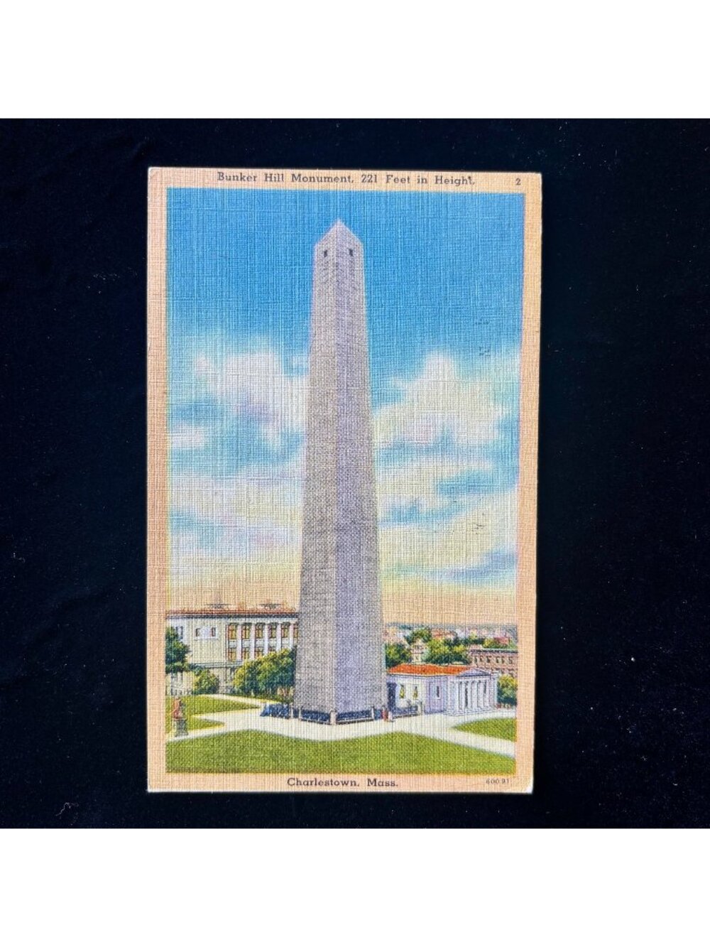 Vintage Postcard 1940s Sanatorium Bunker Hill Monument Boston MA Deer Isle ME